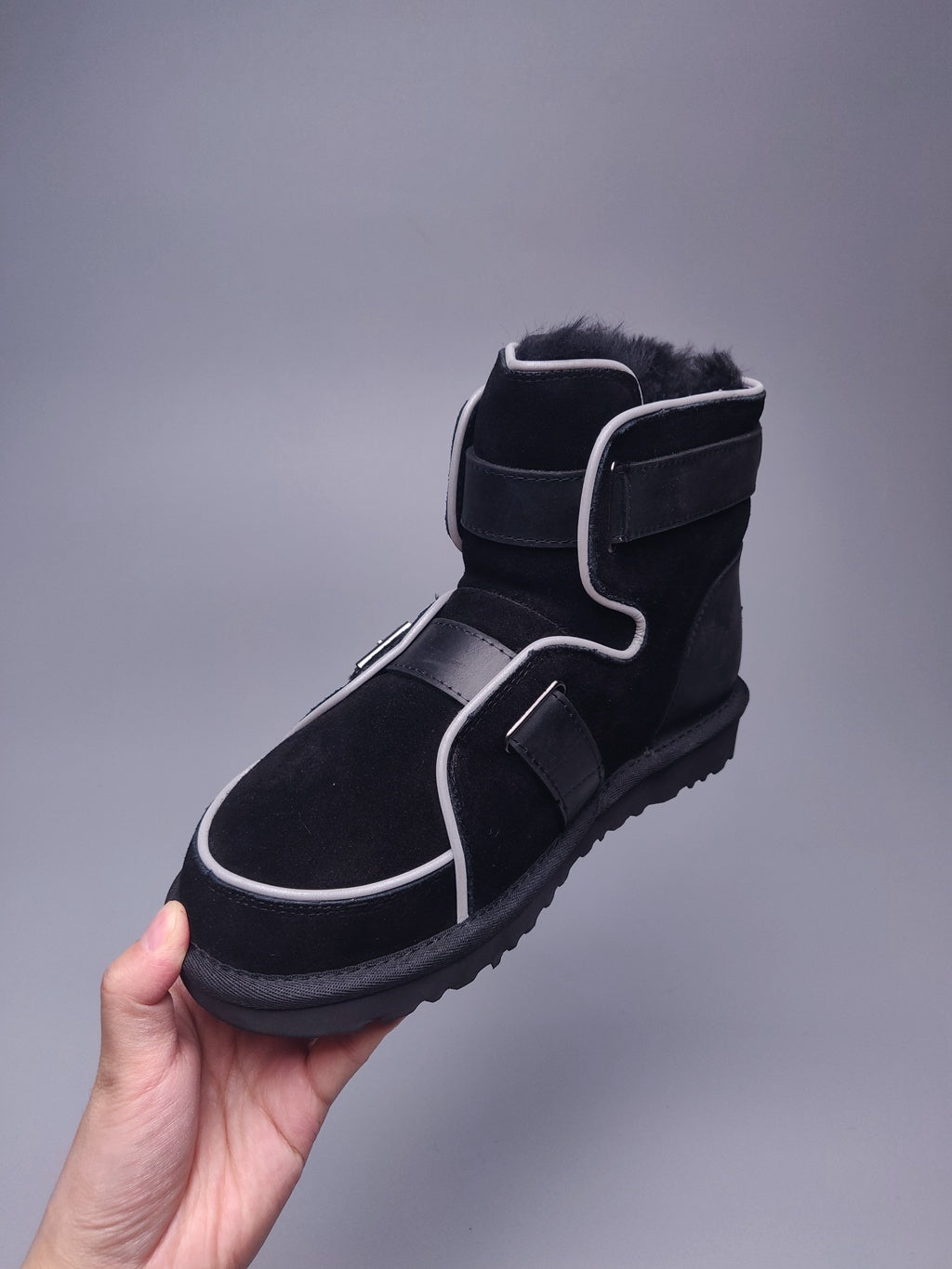 8358 Glow-in-the-Dark Moto Snow Boots – Black (In Stock)