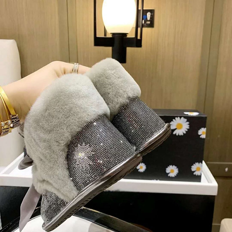 7888 Daisy Crystal Ribbon Boots – Mineral Grey (In Stock)