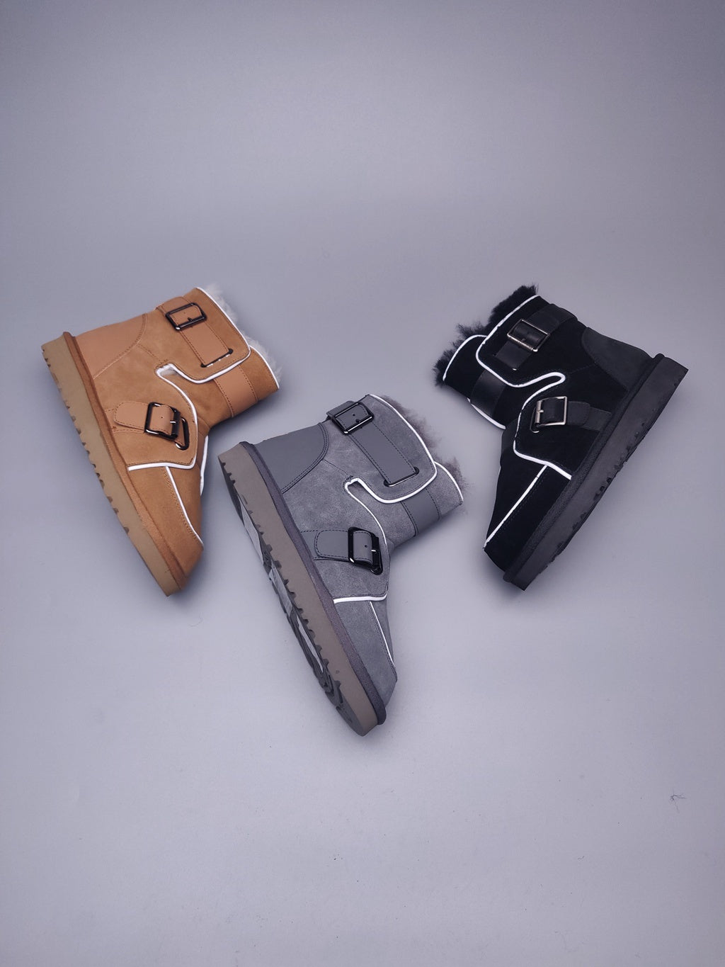 8358 Glow-in-the-Dark Moto Snow Boots – Grey (In Stock)
