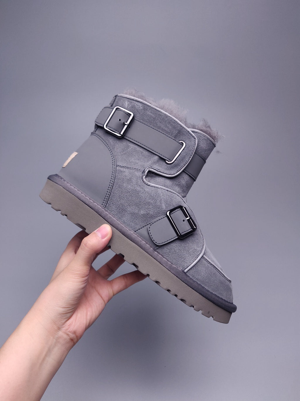 8358 Glow-in-the-Dark Moto Snow Boots – Grey (In Stock)