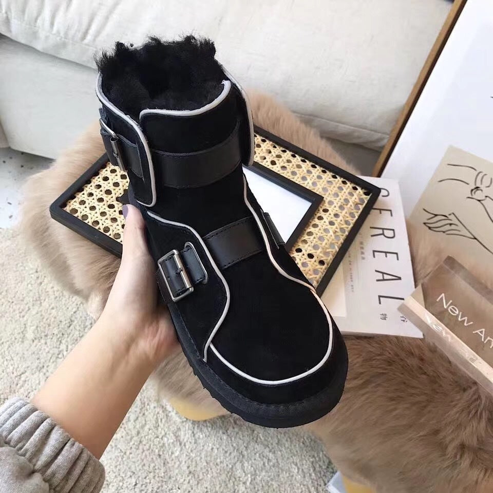 8358 Glow-in-the-Dark Moto Snow Boots – Black (In Stock)