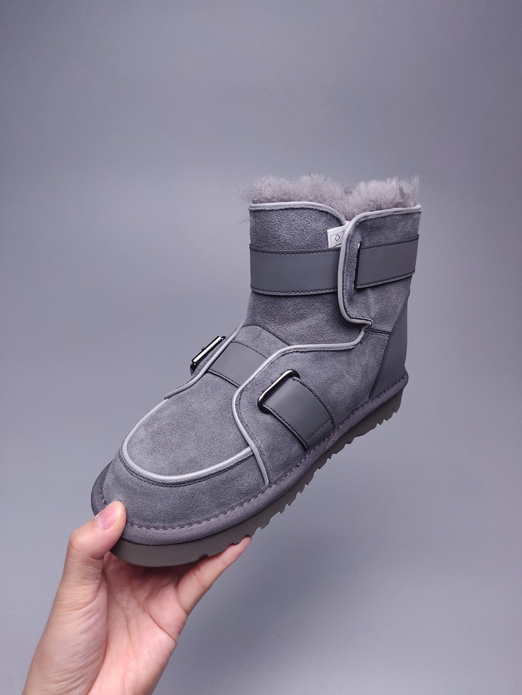 8358 Glow-in-the-Dark Moto Snow Boots – Grey (In Stock)