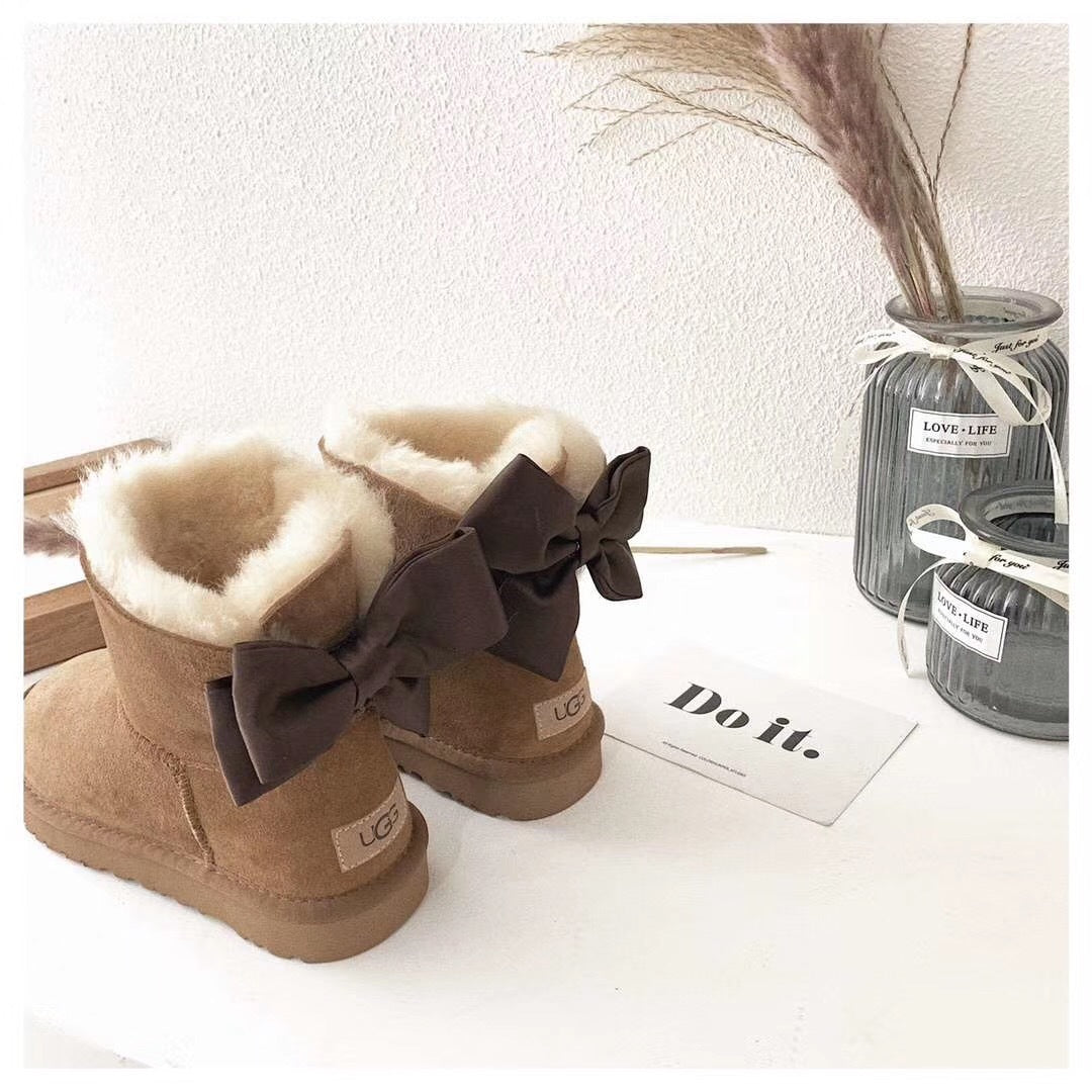 3130 Chic Bow Ankle Boots – Chestnut