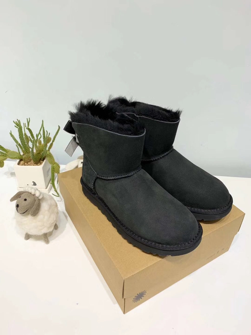 2938 Mukosi Winter Collection – Bow Shimmer Shoes (Black)