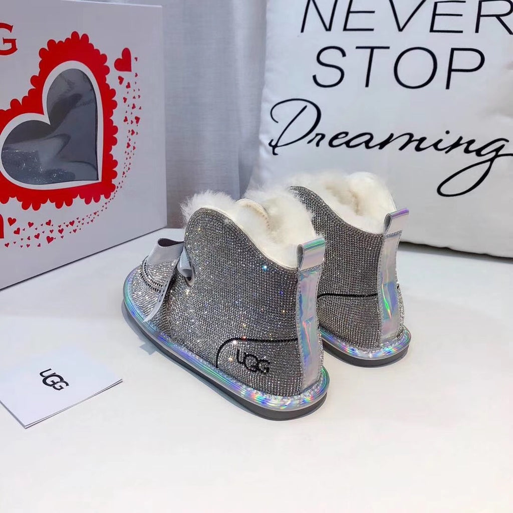 7589 Full Crystal Pom-Pom Ribbon 2-Way Boots – Rainbow Crystal (In Stock)