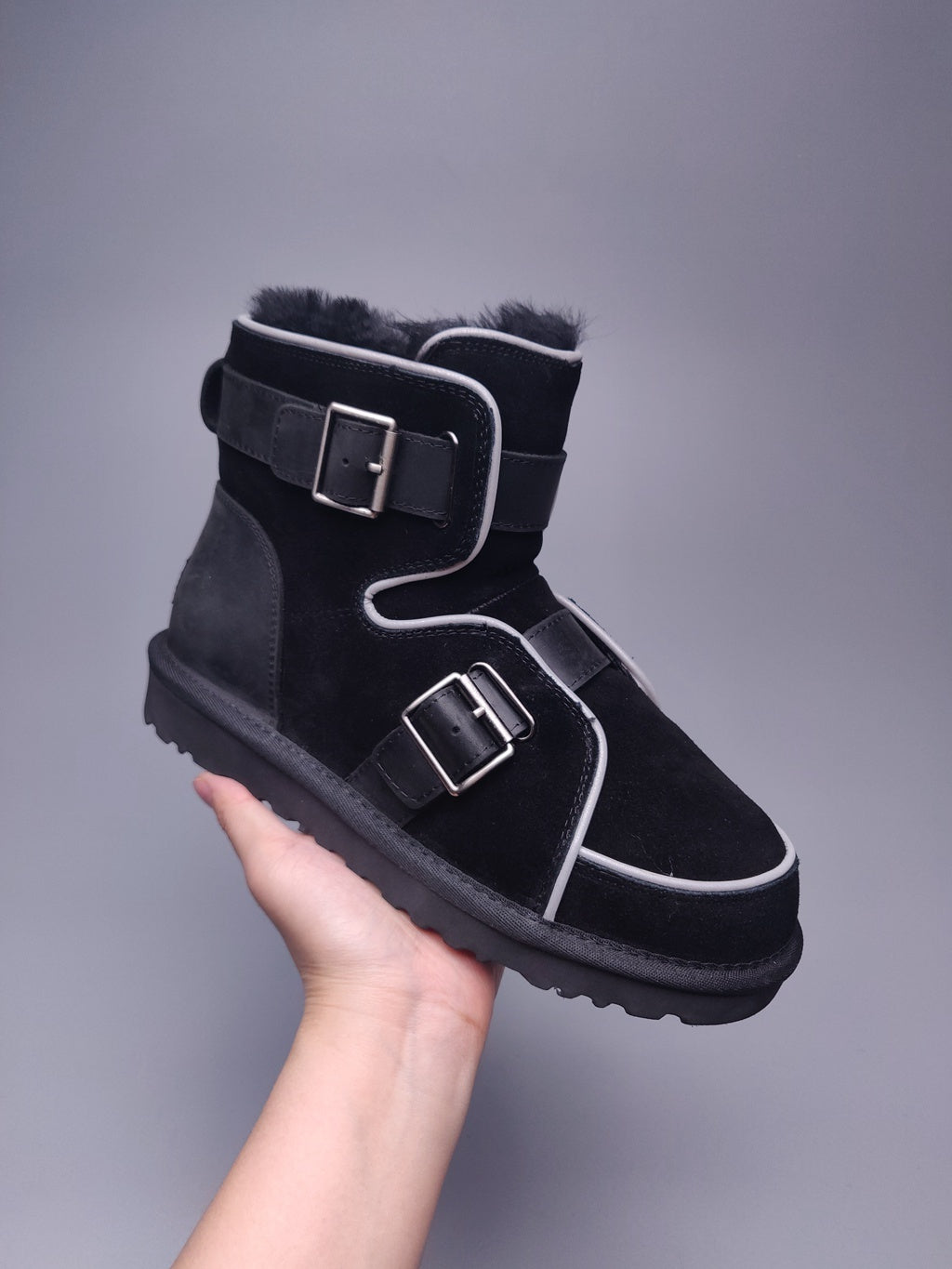 8358 Glow-in-the-Dark Moto Snow Boots – Black (In Stock)