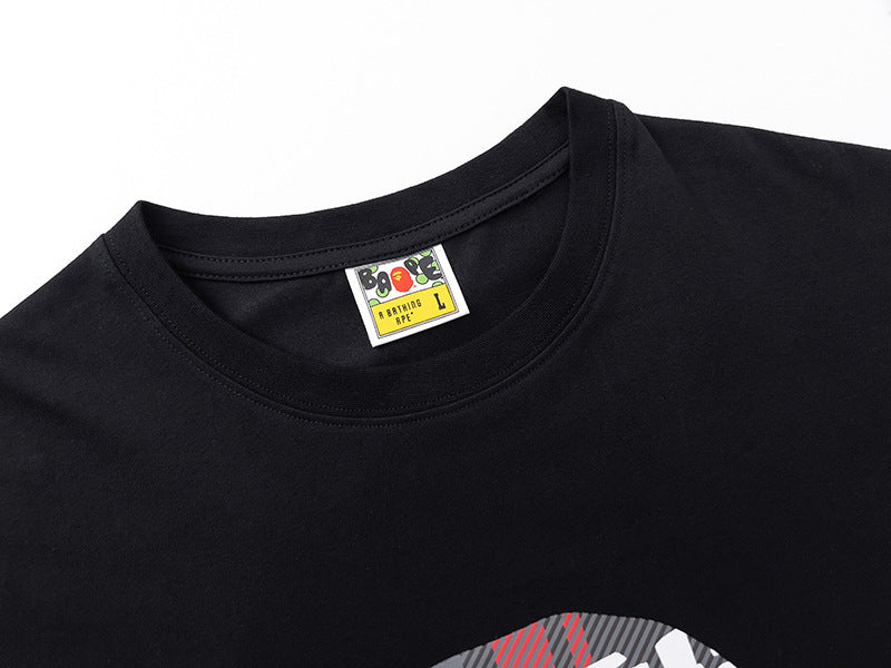 BAPE Red Stroke Camo Big Ape Head Men's T-Shirt - Black