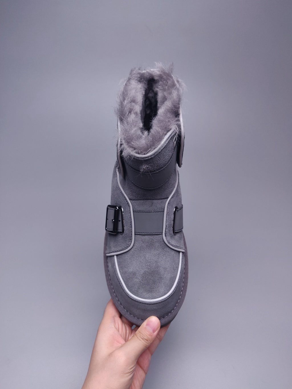 8358 Glow-in-the-Dark Moto Snow Boots – Grey (In Stock)