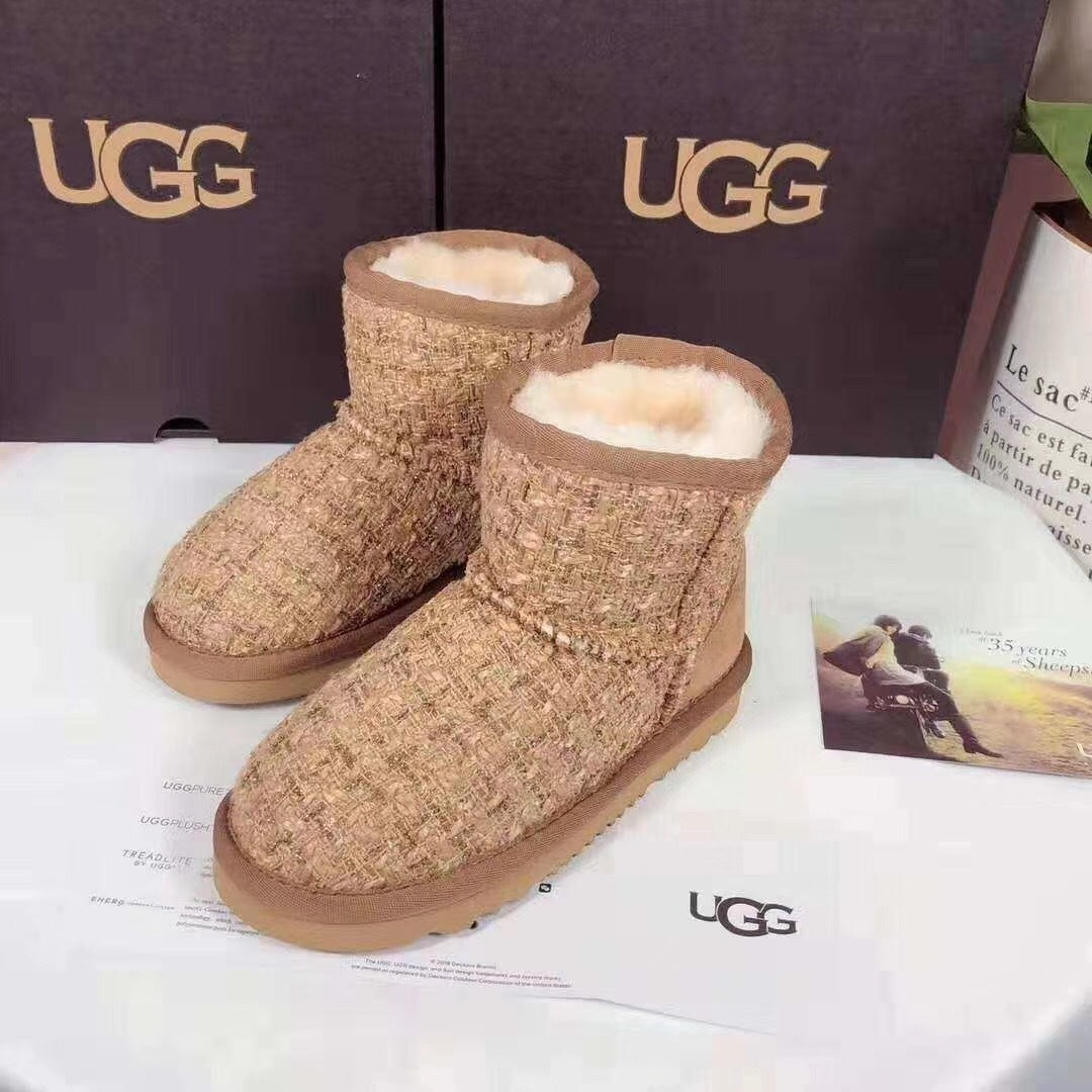 5854 Kids Chanel-Style Snow Boots – Chestnut