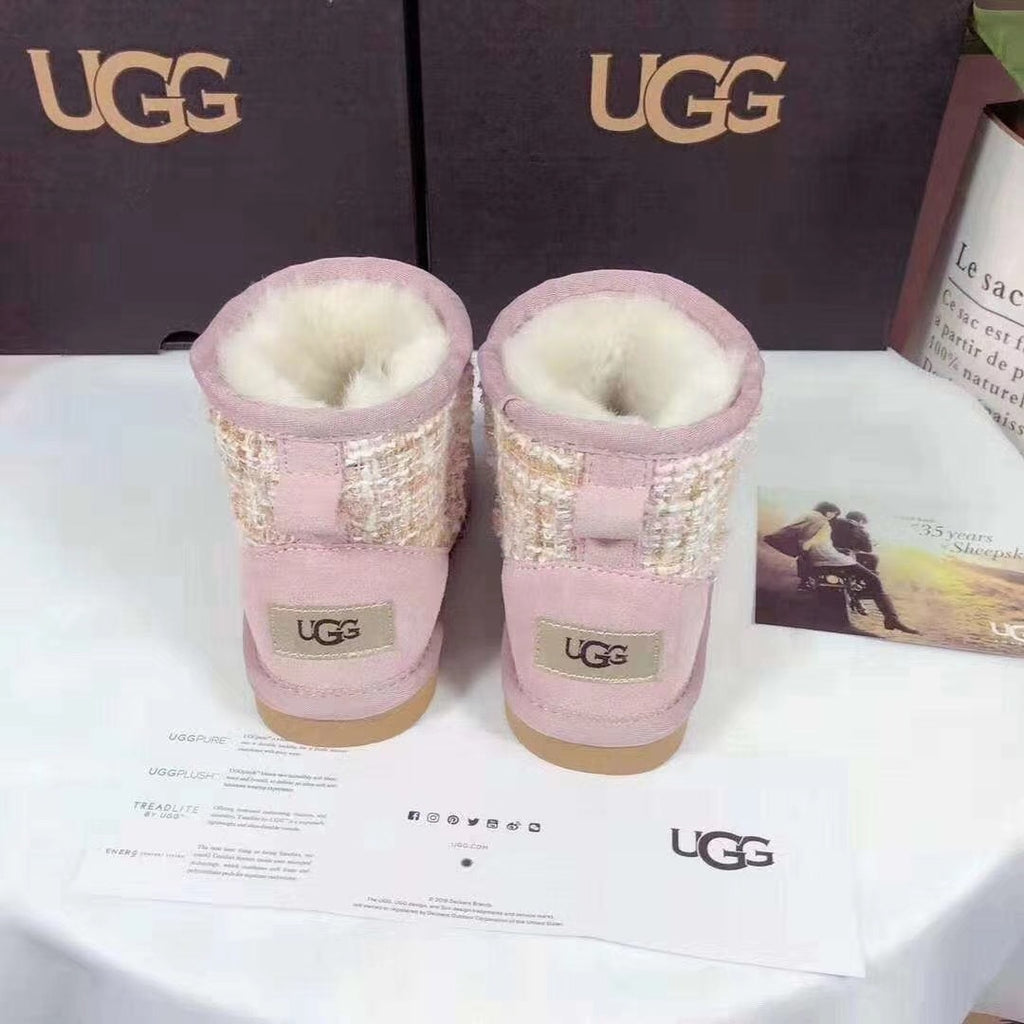 5854 Kids Chanel-Style Snow Boots – Pink