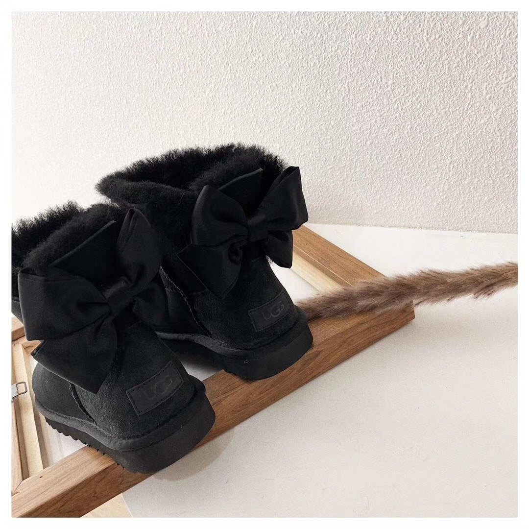 3130 Chic Bow Ankle Boots – Black