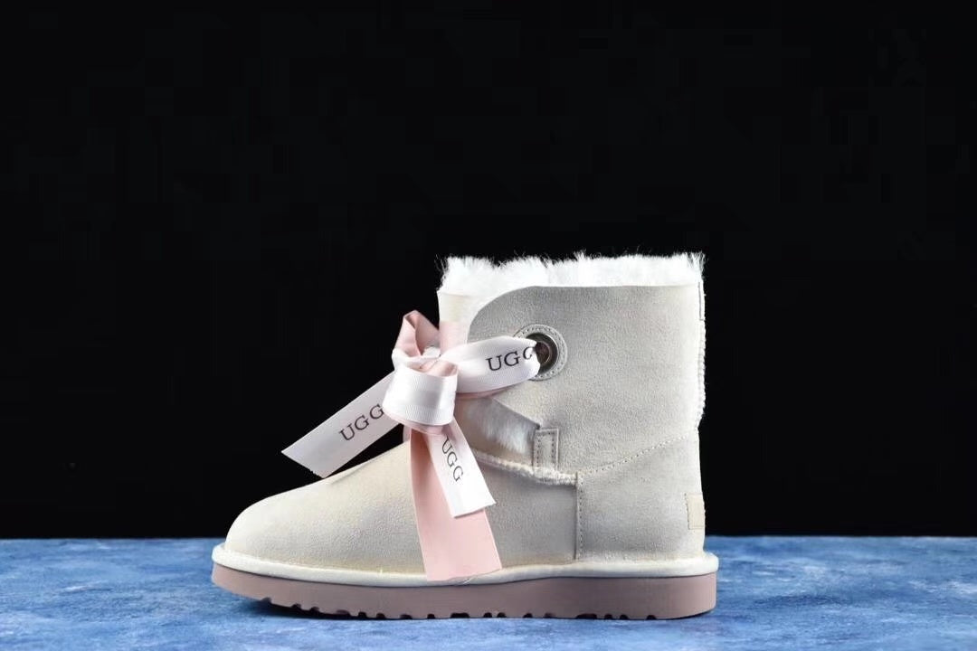 8518 Pom-Pom Double Ribbon Shoes – Sand