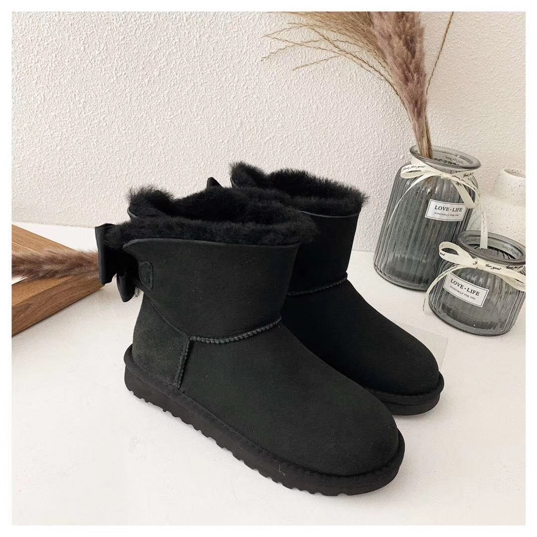 3130 Chic Bow Ankle Boots – Black