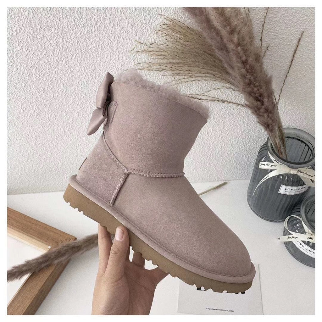 3130 Chic Bow Ankle Boots – Dusty Pink
