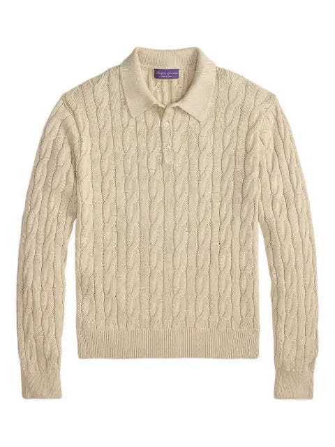 Ralph Lauren Purple Label cable-knit polo sweater