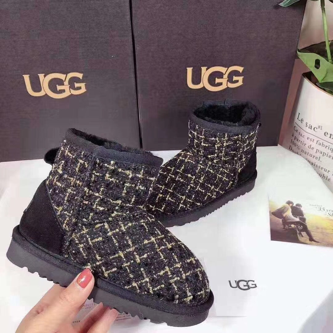 5854 Kids Chanel-Style Snow Boots – Black