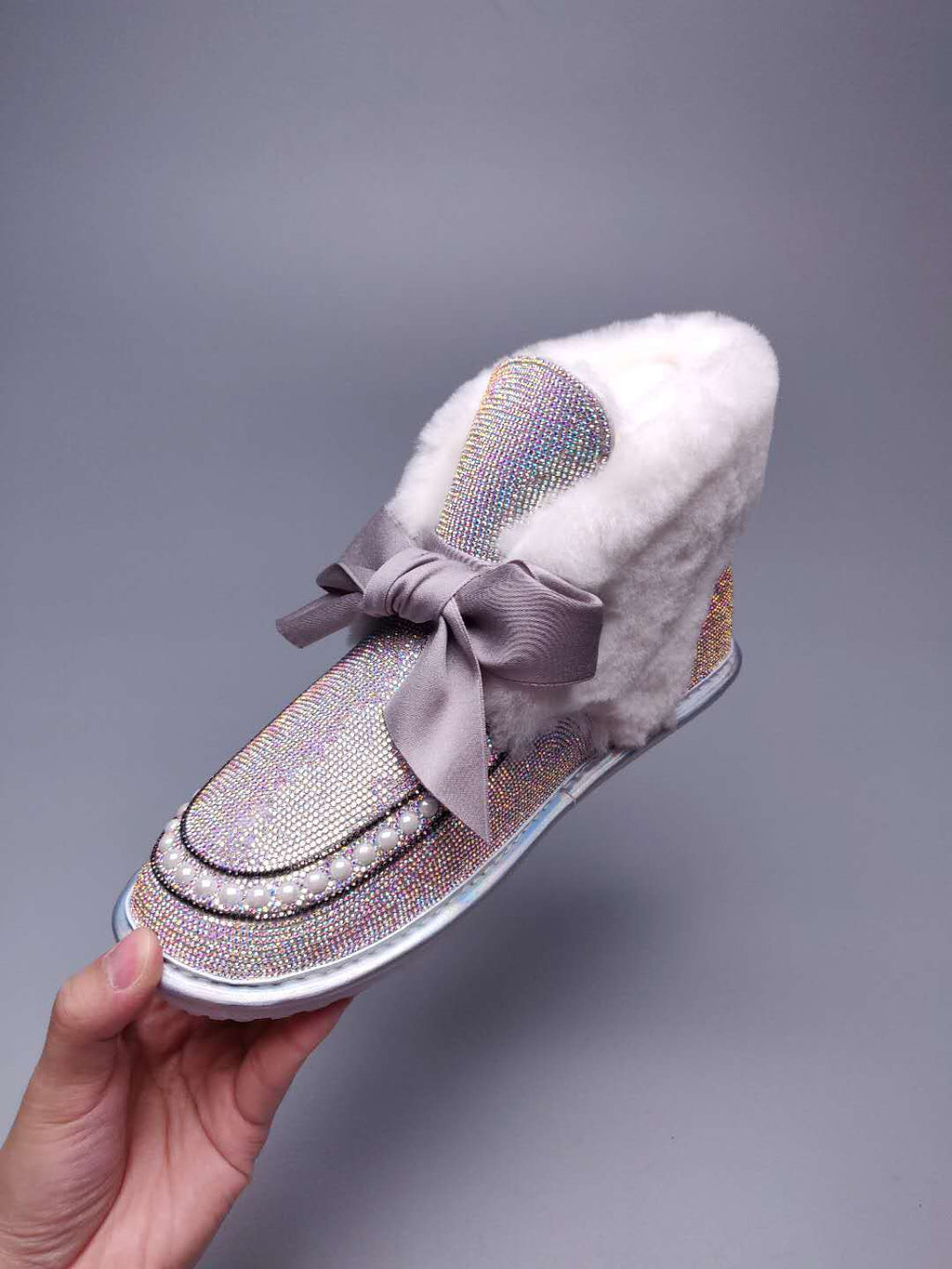 7888 Daisy Crystal Ribbon Boots – Iridescent (In Stock)