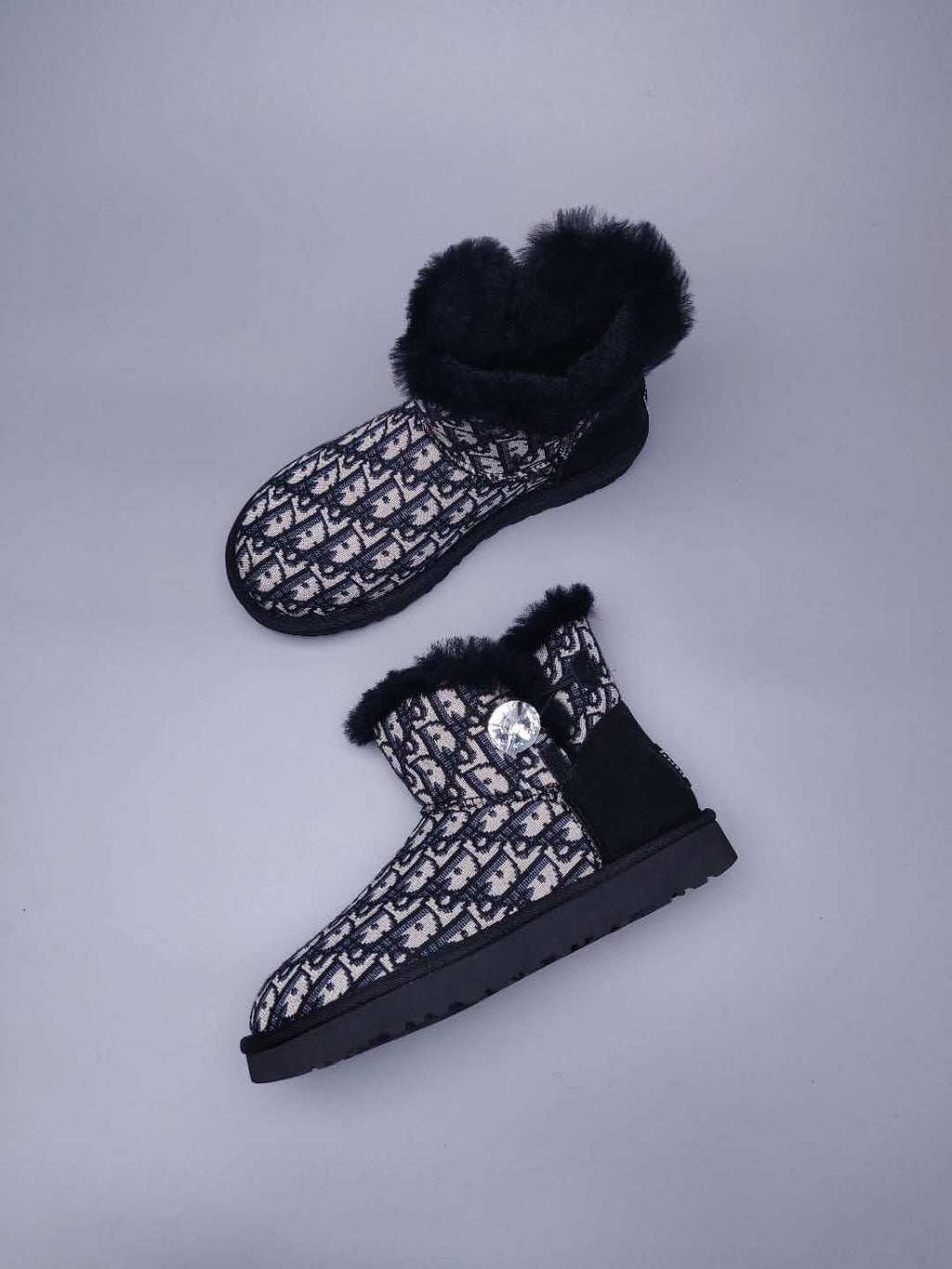 6554 Dior-Inspired Woven Texture Boots – Black (In Stock)