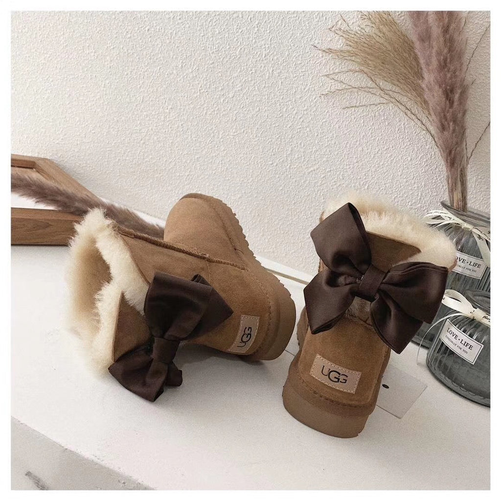 3130 Chic Bow Ankle Boots – Chestnut
