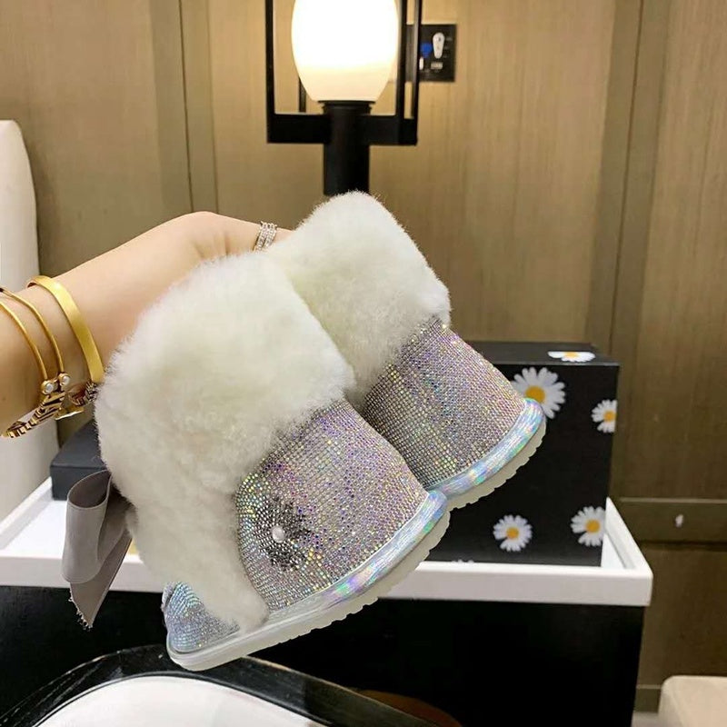 7888 Daisy Crystal Ribbon Boots – Iridescent (In Stock)