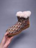 6554 Dior-Inspired Woven Texture Boots – Chestnut (In Stock)