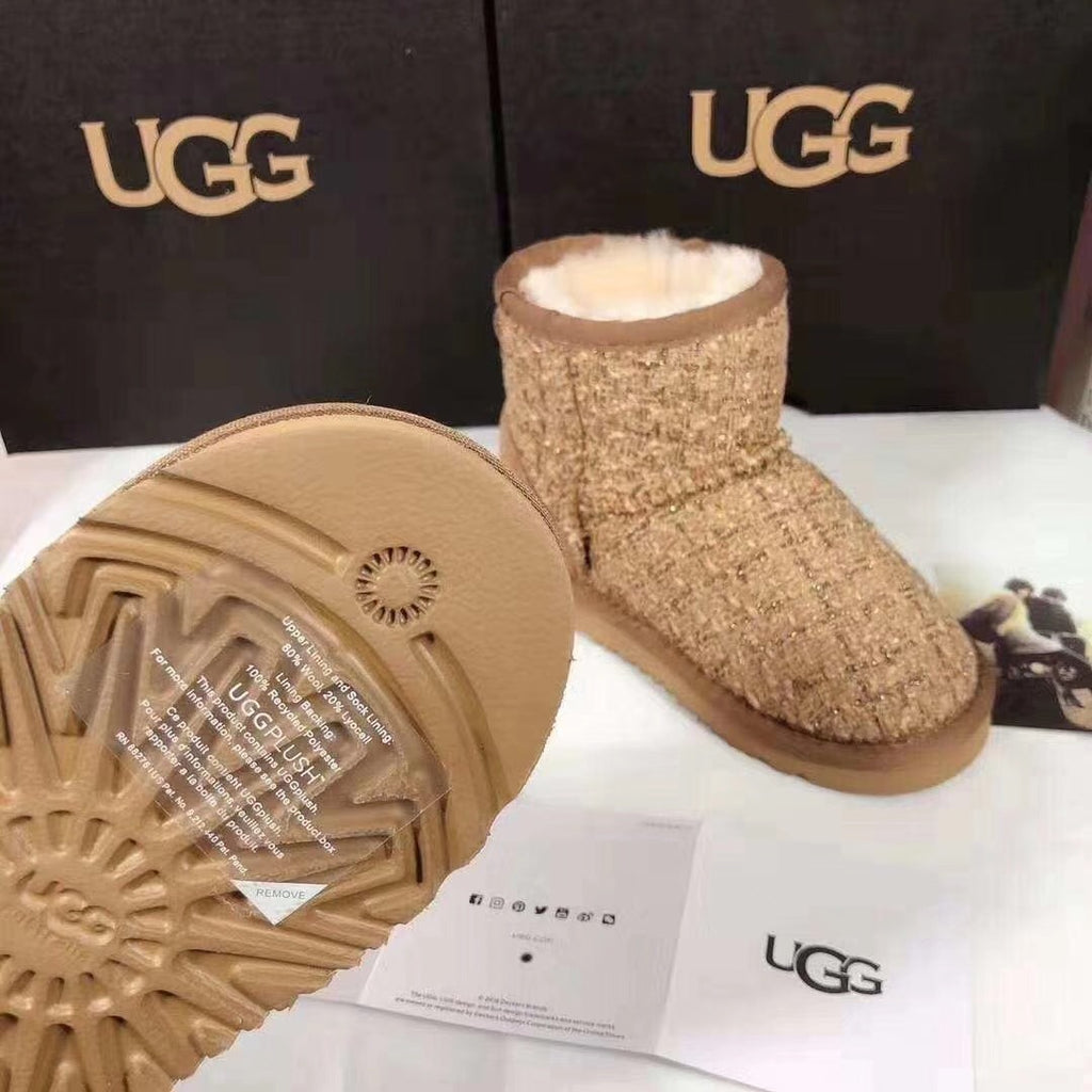 5854 Kids Chanel-Style Snow Boots – Chestnut