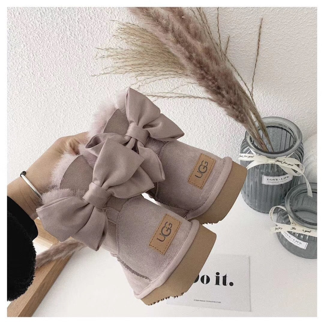 3130 Chic Bow Ankle Boots – Dusty Pink