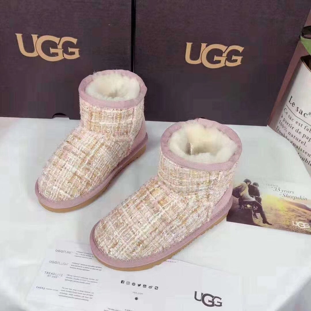 5854 Kids Chanel-Style Snow Boots – Pink