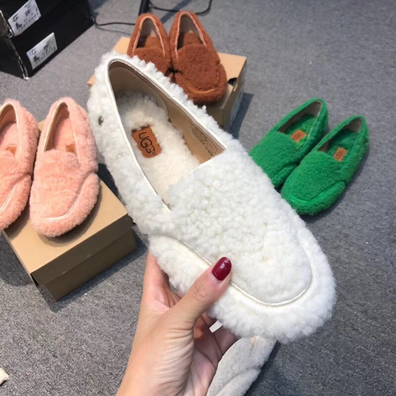 5108 Teddy White Wool Driving Loafers
