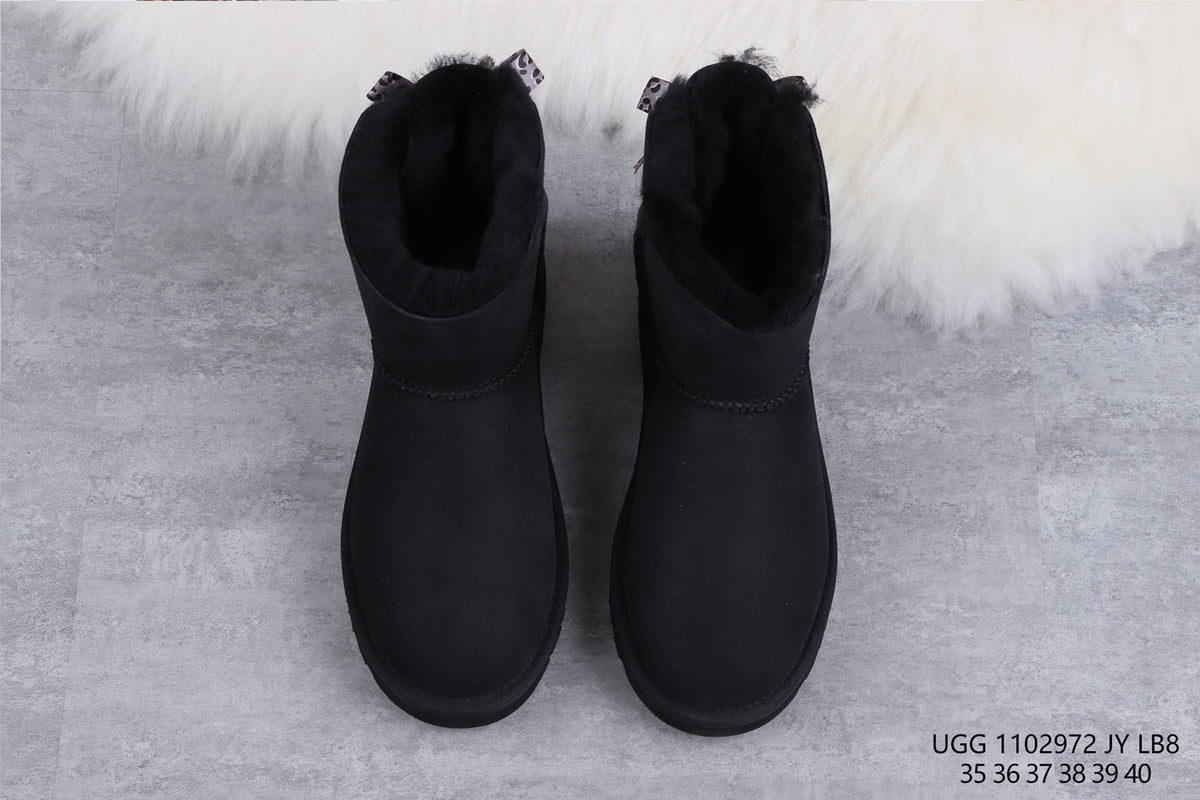2972 Classic Mini II Exotic Bow Boots – Black (In Stock)