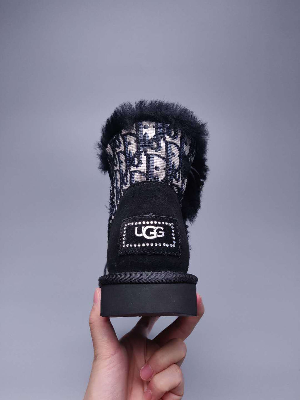 6554 Dior-Inspired Woven Texture Boots – Black (In Stock)
