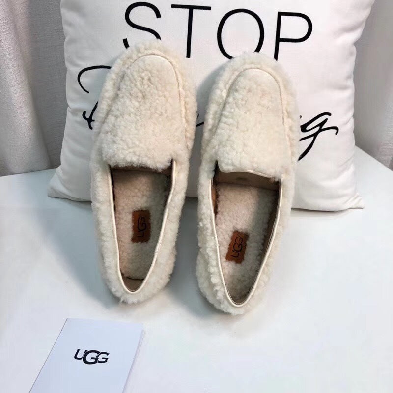 5108 Teddy White Wool Driving Loafers