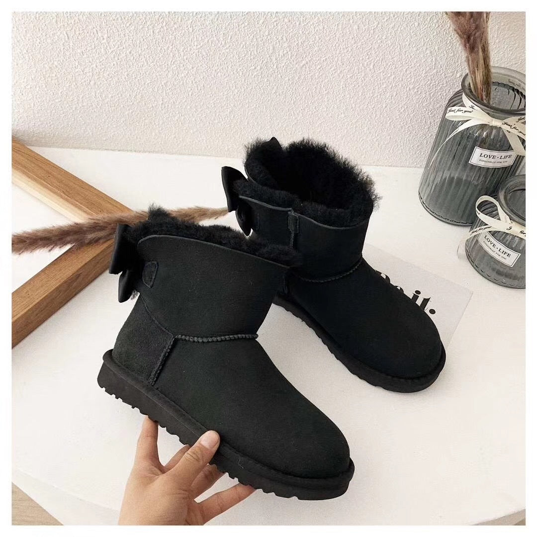 3130 Chic Bow Ankle Boots – Black
