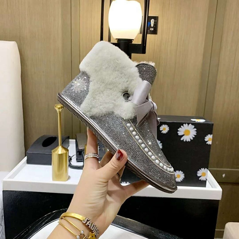7888 Daisy Crystal Ribbon Boots – Mineral Grey (In Stock)