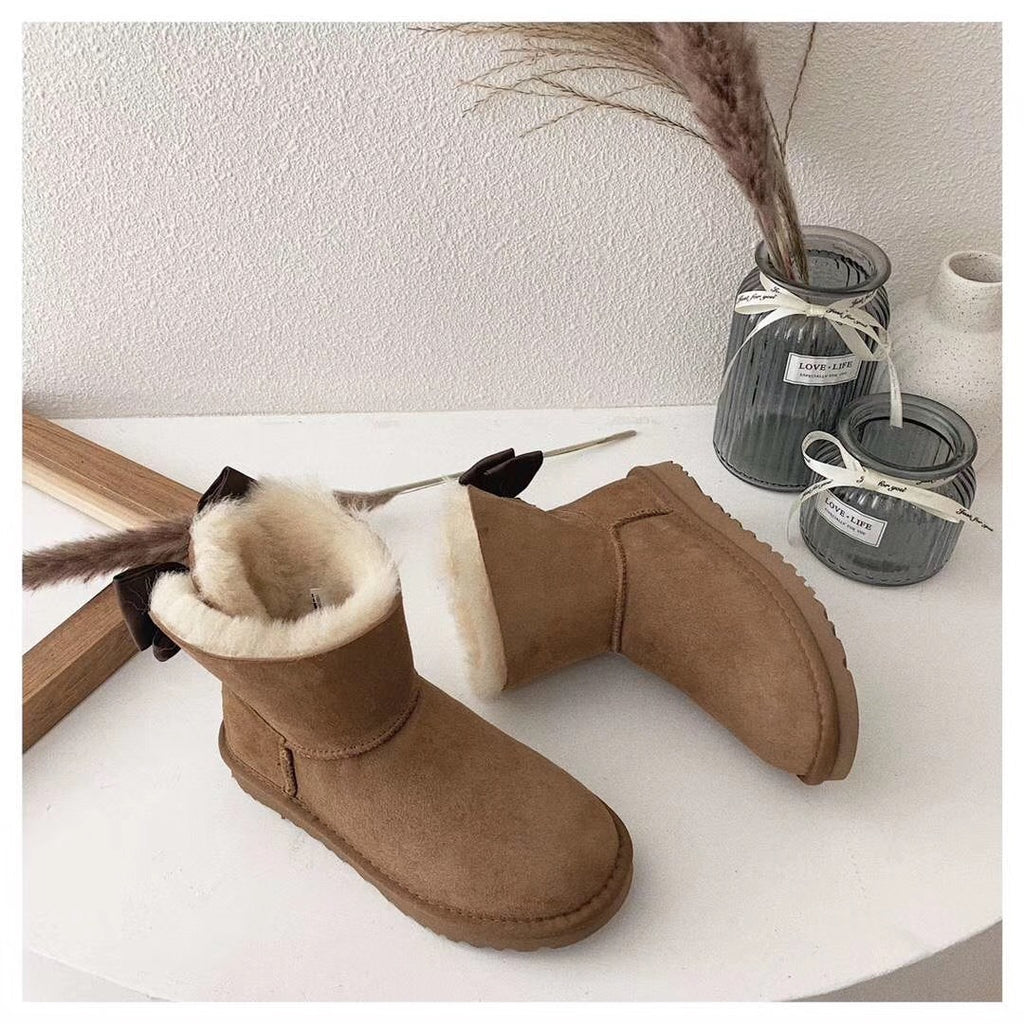 3130 Chic Bow Ankle Boots – Chestnut