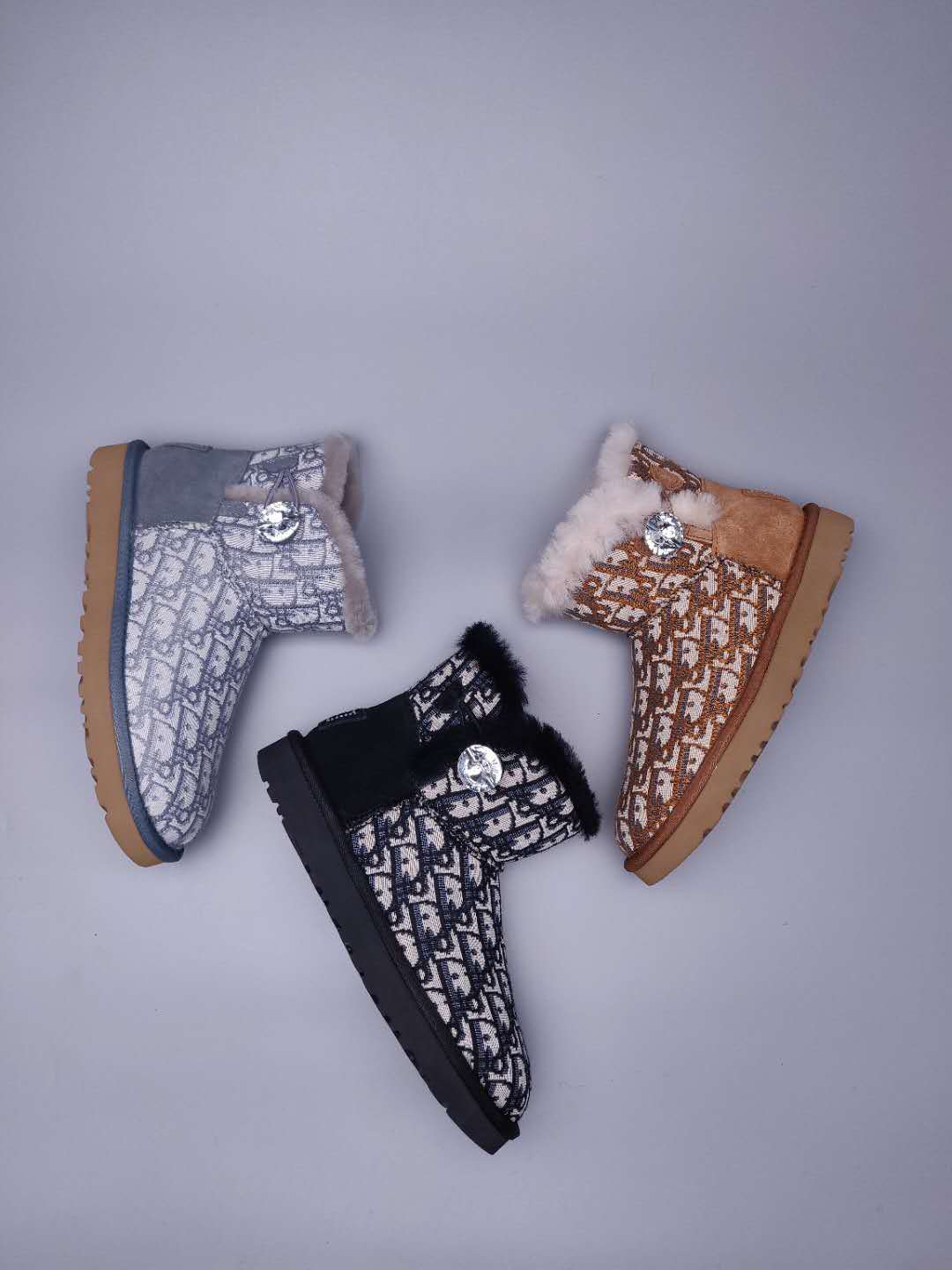 6554 Dior-Inspired Woven Texture Boots – Black (In Stock)
