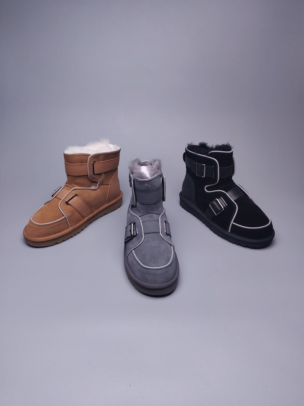 8358 Glow-in-the-Dark Moto Snow Boots – Grey (In Stock)