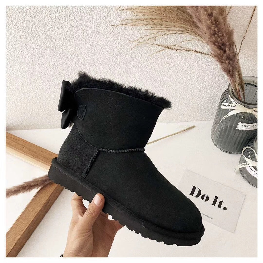 3130 Chic Bow Ankle Boots – Black