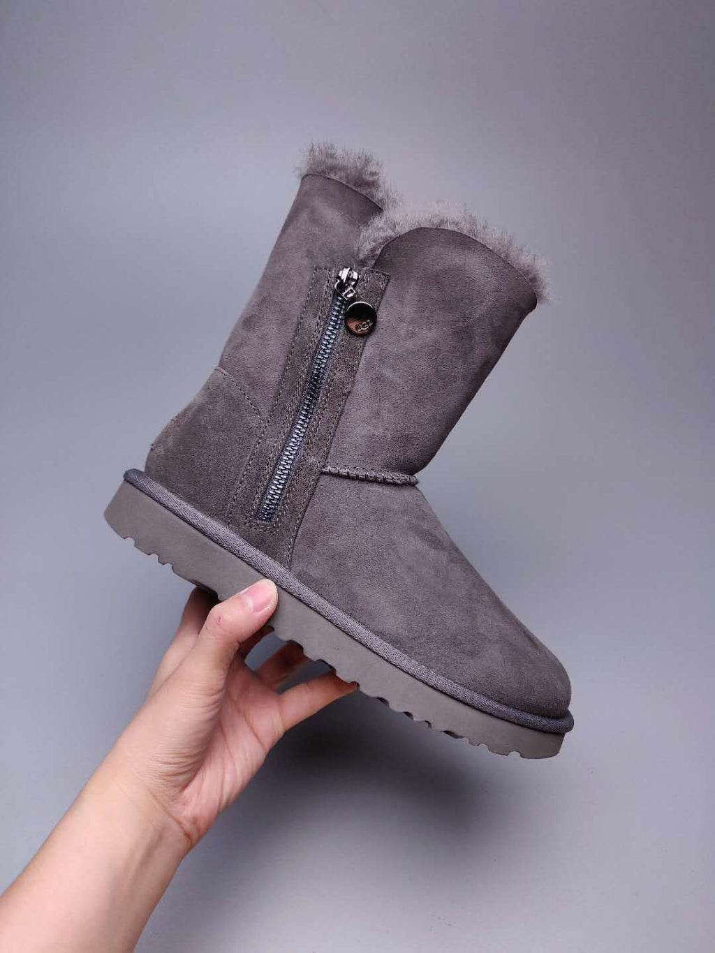 2480 Side-Zip Mid-Calf Boots – Grey (In Stock)