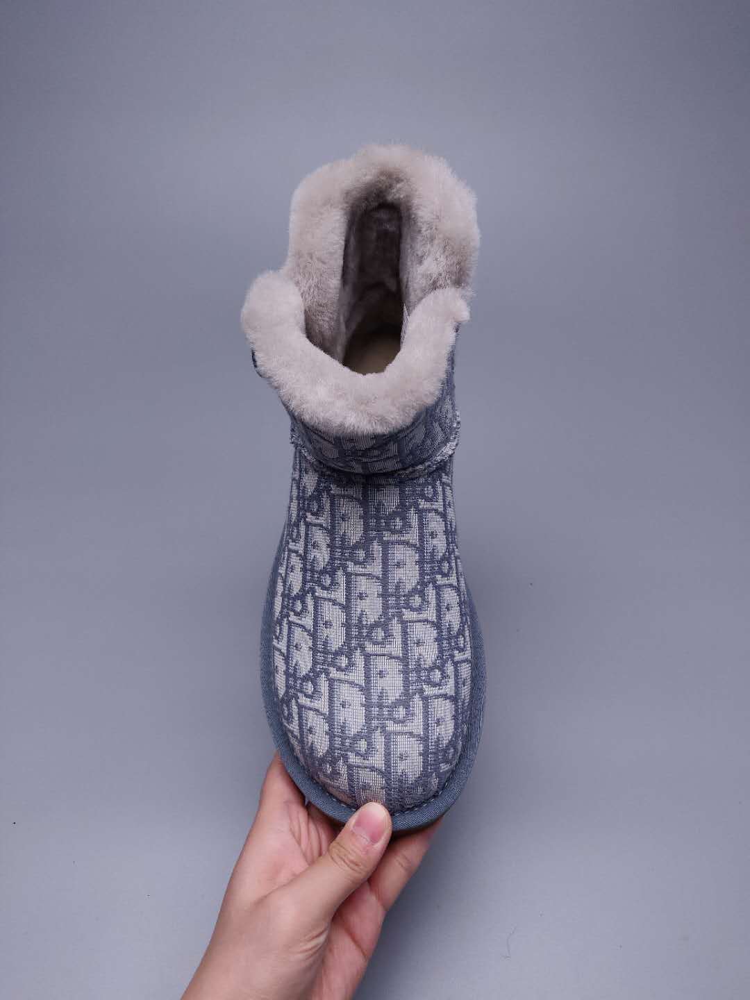 6554 Dior-Inspired Woven Texture Boots – Grey (In Stock)