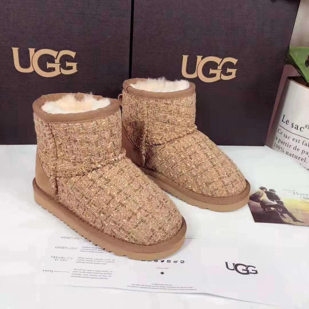 5854 Kids Chanel-Style Snow Boots – Chestnut