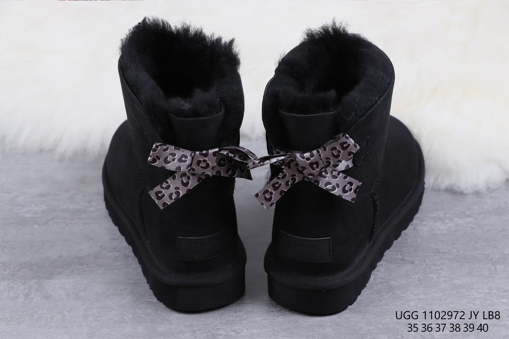 2972 Classic Mini II Exotic Bow Boots – Black (In Stock)