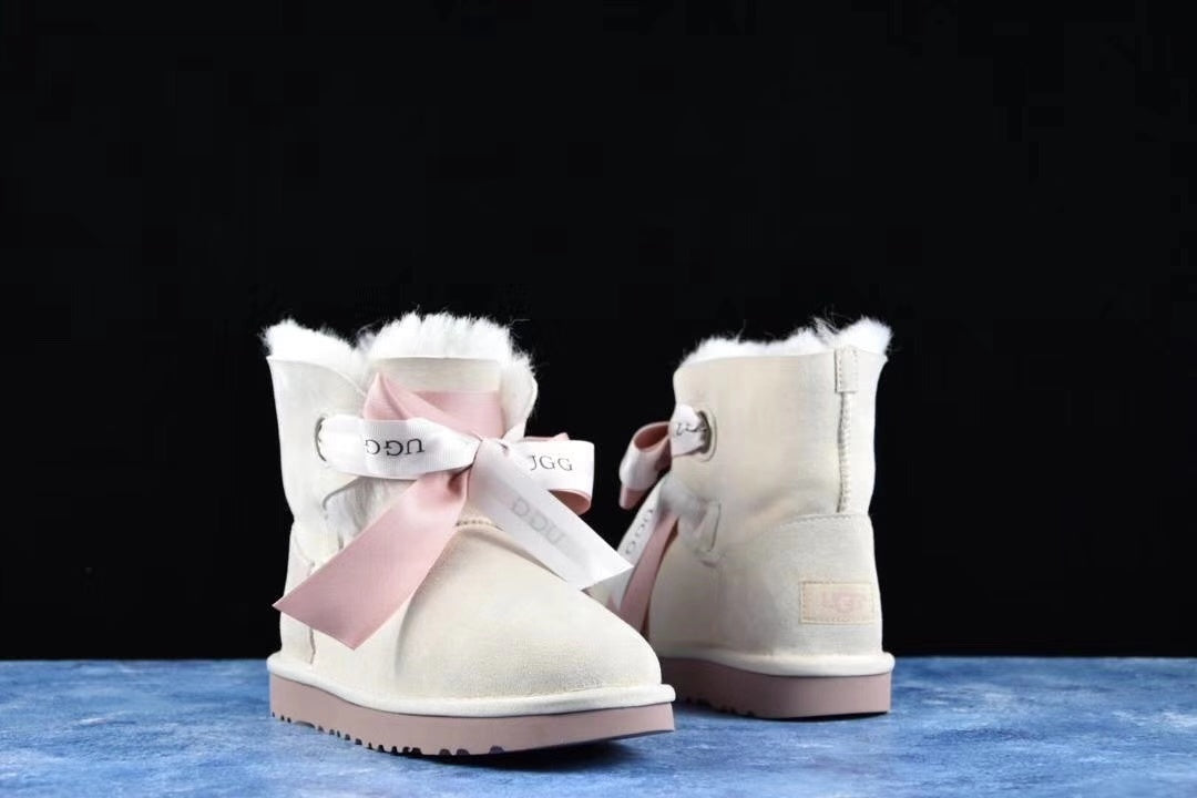 8518 Pom-Pom Double Ribbon Shoes – Sand