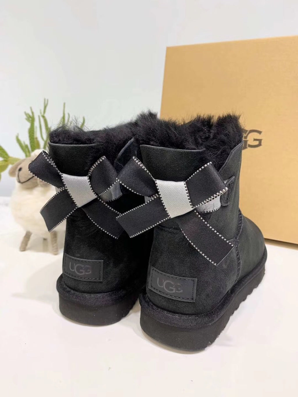 2938 Mukosi Winter Collection – Bow Shimmer Shoes (Black)