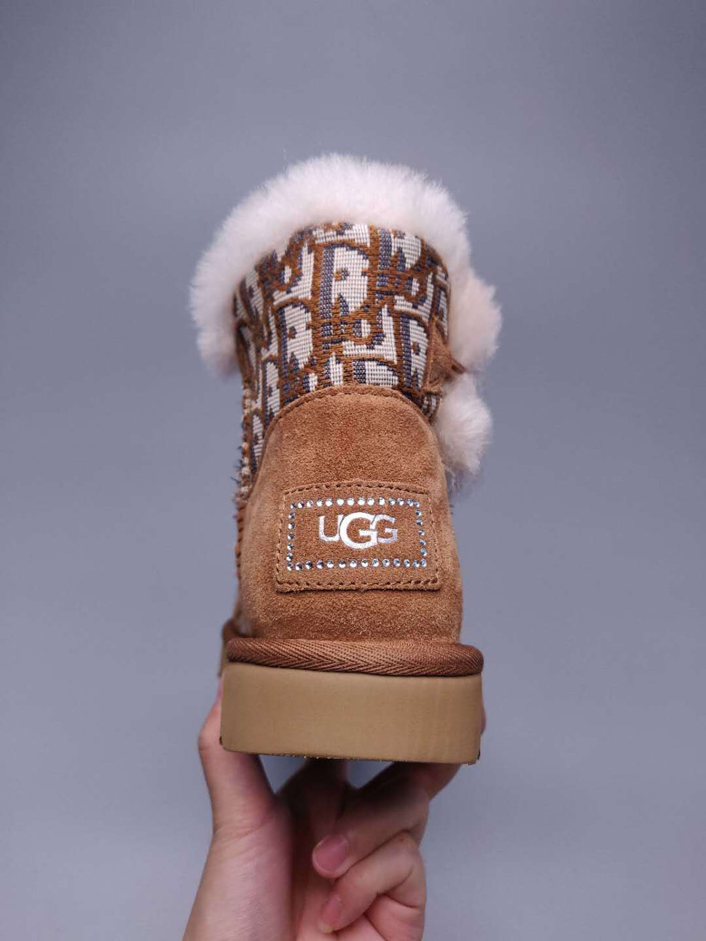 6554 Dior-Inspired Woven Texture Boots – Chestnut (In Stock)