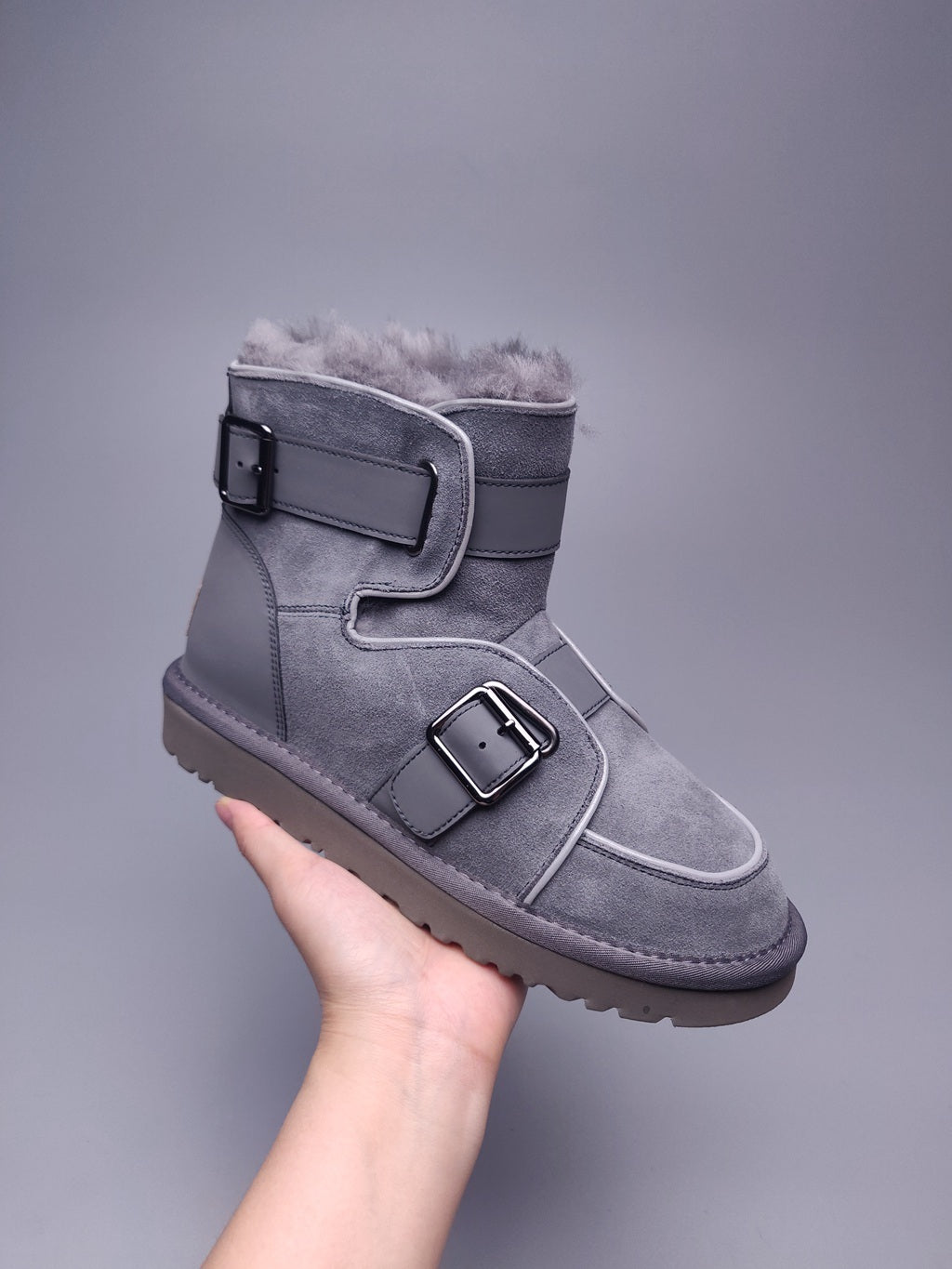 8358 Glow-in-the-Dark Moto Snow Boots – Grey (In Stock)