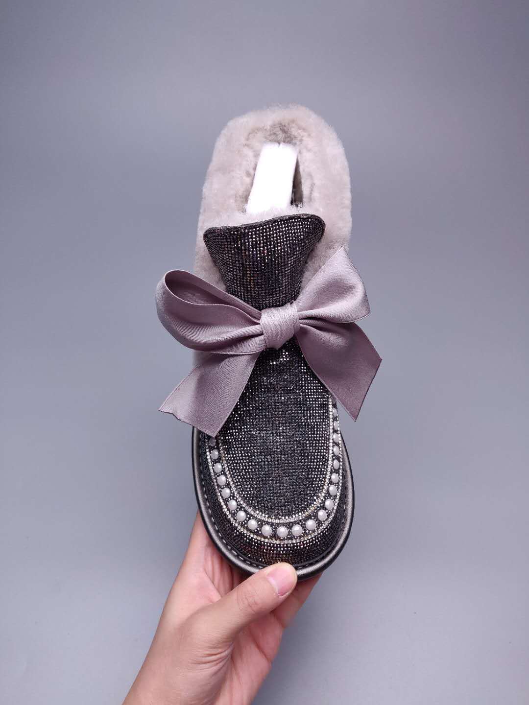 7888 Daisy Crystal Ribbon Boots – Mineral Grey (In Stock)