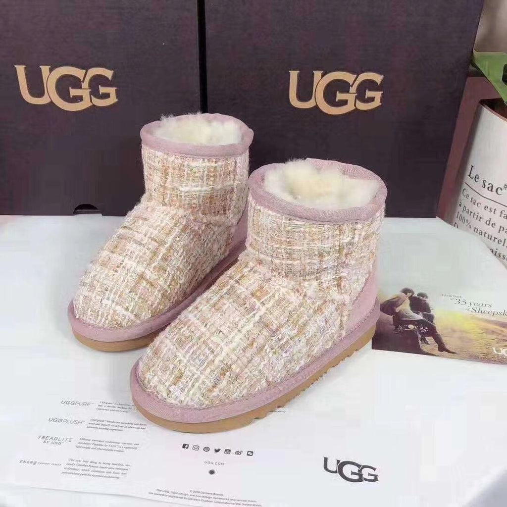 5854 Kids Chanel-Style Snow Boots – Pink