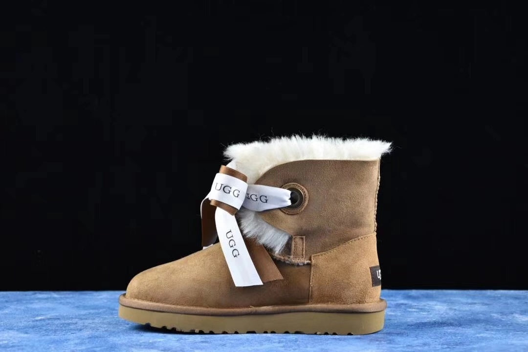 8518 Pom-Pom Double Ribbon Shoes – Chestnut