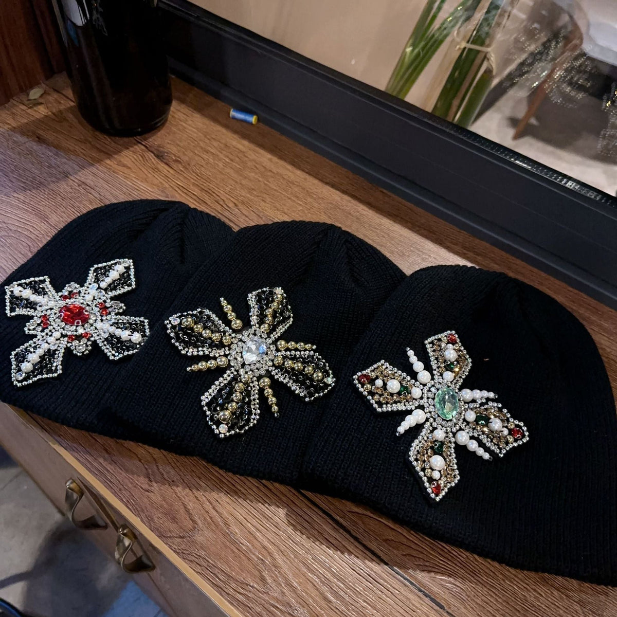 Rhinestone Cross Gem Knit Beanie Multi‑Style Streetwear Unisex